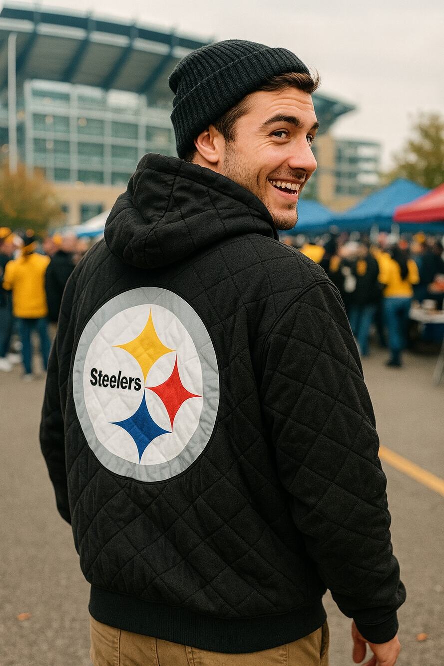 Pittsburgh Steelers Men's S Reversible Logo Football Quilted Full Zip Hoodie